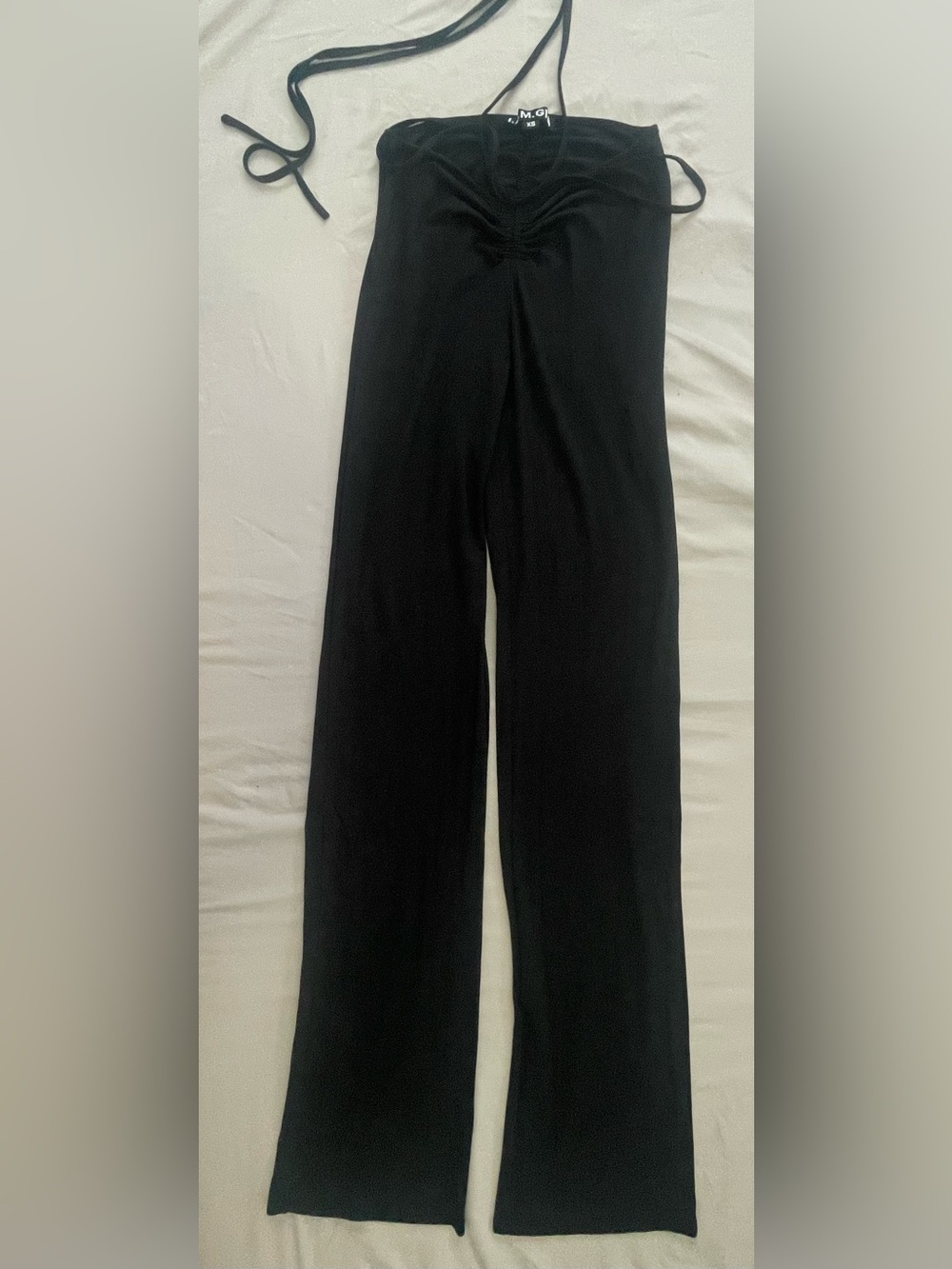 I.AM.GIA Black Halter Ruched Wide-Leg Jumpsuit